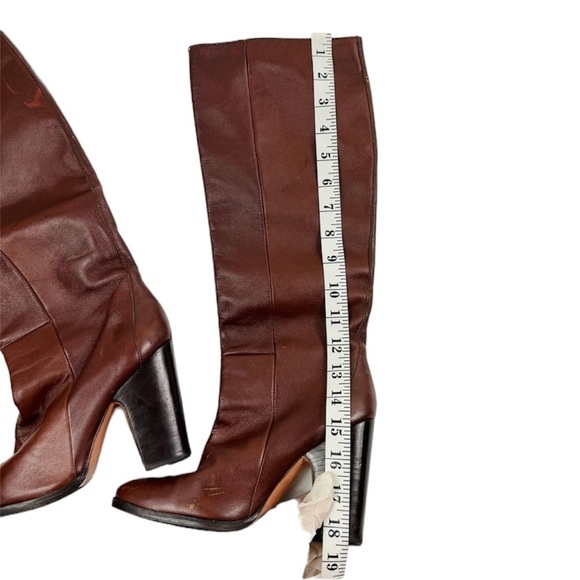Rachel Comey Maroon leather pull on knee high heeled boots - Picture 4 of 12